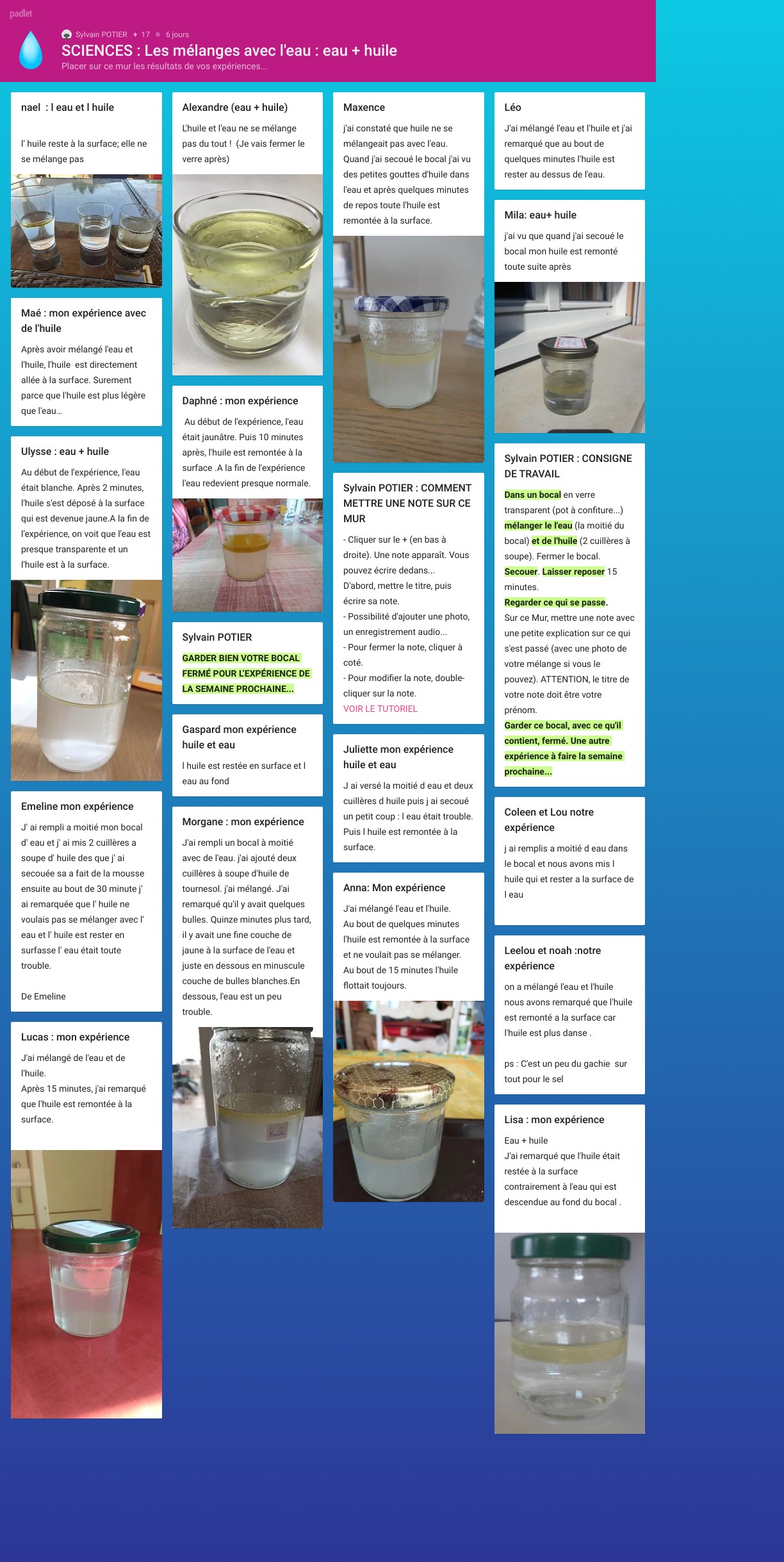SCIENCES Les mlanges avec l'eau eau + huile Ecole Primaire SCIENCES Les mlanges avec l'eau eau + huile Ecole Primaire